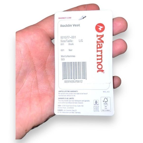 NWT Marmot Black Full Zip Fleece Rocklin Vest Size L - Picture 2 of 9